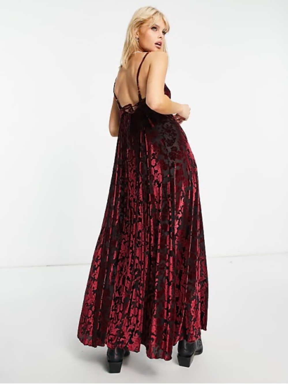 Free People Vibe With You Burnout Velvet Maxi Dress Size Large - Picture 2 of 7
